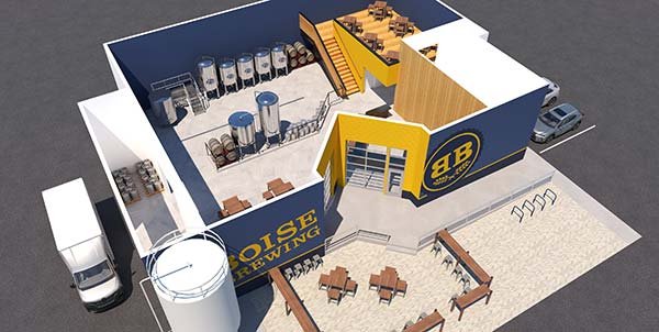 Boise Brewing, Idaho - 3D Floor Plan - Downtown Brew Pub